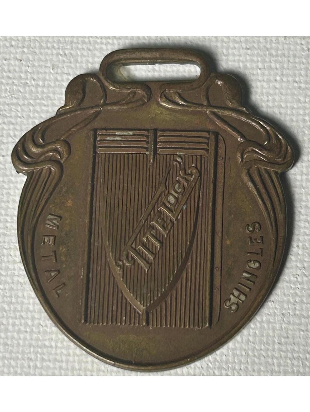 Antique Milwaukee Corrugating Co Tite-Lock Metal Shingles Advertising Watch Fob